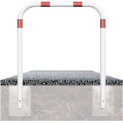 Hoop of steel tube |  60 x 2,5 mm | without cross bar | for casting in concrete | total width: 1000 mm | total height: 1200 mm | hot-dip galvanized and white coatedwith red reflecting stripes